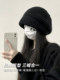 Hats for women, Korean version, versatile ins trendy knitted woolen hat, black thickened, warm, face-showing, small, big, round head cap