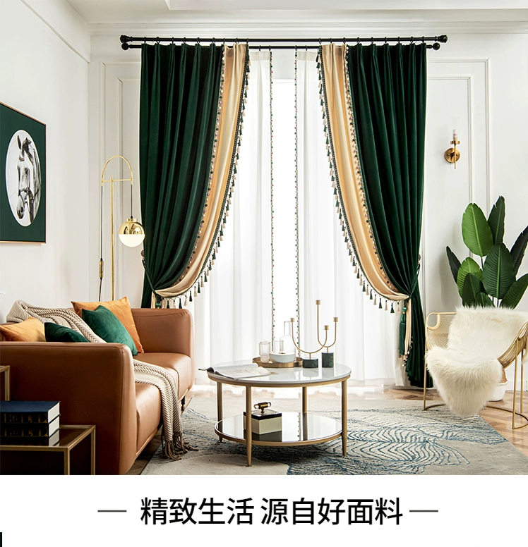 best Curtains American Light Luxury Style Peacock Green Curtains For Living Room Bedroom Velvet Blackout Curtains Treatment Decoration Custom room darkening curtains