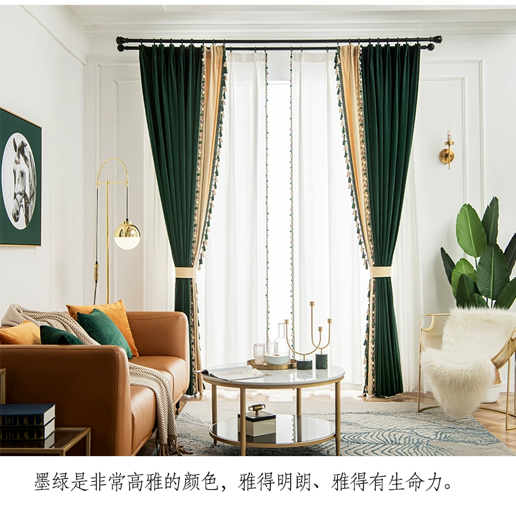 best Curtains American Light Luxury Style Peacock Green Curtains For Living Room Bedroom Velvet Blackout Curtains Treatment Decoration Custom room darkening curtains