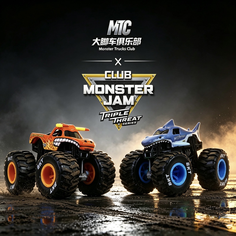 [Monster Truck] Bull Shark Truck Bigfoot Model Alloy Sliding Toy for Kids Gift 64 Scale
