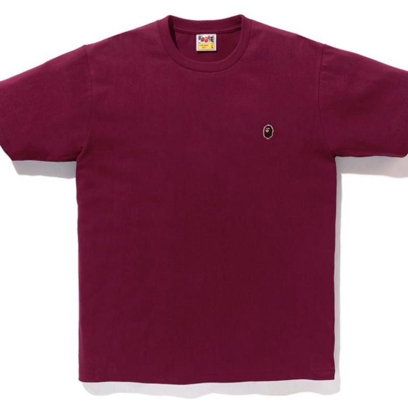 Wine & Embroiderygoods in stock   BAPE   ONE   POINT   TEE   Embroidery   Ape head   Small label   Solid color   Short sleeve   T-shirt   men's wear