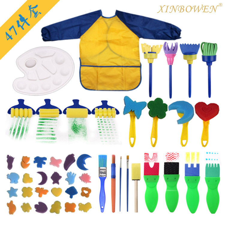 Children's painting sponge brush set 47 sets of EVA sponge stamp DIY painting brush creative graffiti art tools
