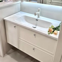 Oak painted French retro bathroom cabinet combination ceramic integrated basin cream style hand wash face wash stand bathroom