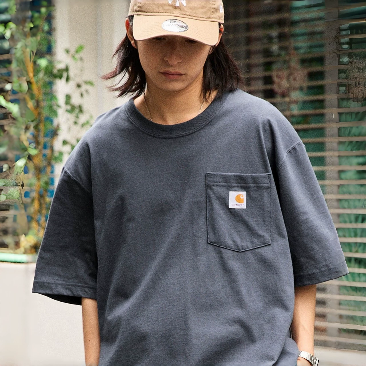 Официально сертифицированная футболка Carhartt с короткими рукавами, карман на одежде, стильная футболка с короткими рукавами для мужчин и женщин