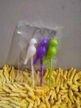 Full colored plastic bird type fruit sign fruit fork salad sticker dessert fork