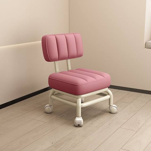 Swivel Caster Stool for Opening Packages, Low Stool with Wheels, Cream-Style Chair, Small Household Stool for Cleaning Floors, Seam Finishing, and Organizing Goods, Round Stool