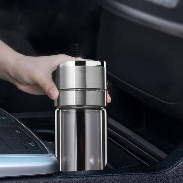 One-Click Opening Car Double-Layer Glass Men's Office Insulated Water Cup Tea Cup Quick Opening Tea Separation Cup
