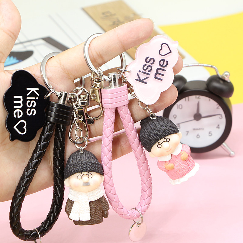 Couple key chain a pair of romantic creative simple Korean cute car pendant key chain men and women couple models boudoir honey