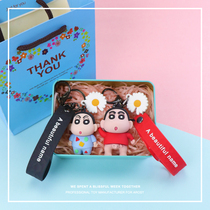 Crayon small new cartoon couple key chain schoolbag hanging decoration small decoration pair creative ins tide simple key chain