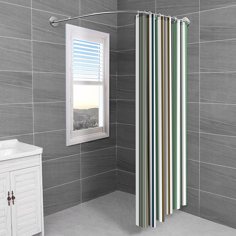 BATH CURTAIN WATERPROOF CLOTH FREE TO PUNCH TELESCOPIC ROD MAKEUP ROOM BATHROOM PARTITION WINDOW HANG CORD WATERPROOF DRY AND WET SEPARATION CURTAIN