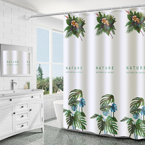 Nordic waterproof thickened bathroom shower curtain Bathroom curtain Shower curtain cloth curtain hanging curtain Shower curtain partition curtain set