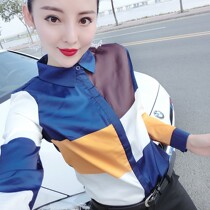 Tide card 2022 Fall new Korean version Long sleeve shirt Fashion print Slim Fit 100 Hitch Port Wind Toppings