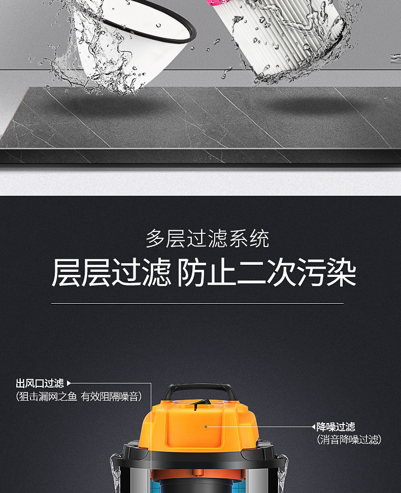 Máy hút bụi gia đình Zhigao mạnh mẽ rửa xe công suất cao trang trí thảm khách sạn công nghiệp thương mại khô và ướt thổi - Máy hút bụi 