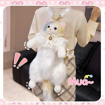 New Simulation Cat Doll Backpack, Backpack, Doll, Kitten, Pet Plush Doll, Birthday Gift for Girls