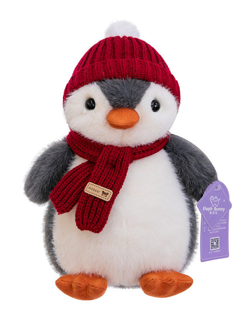 Cute Hat-Wearing Penguin Plush Toy with Soft Scarf, Small Penguin Comfort Doll, Gift for Girls' Birthday