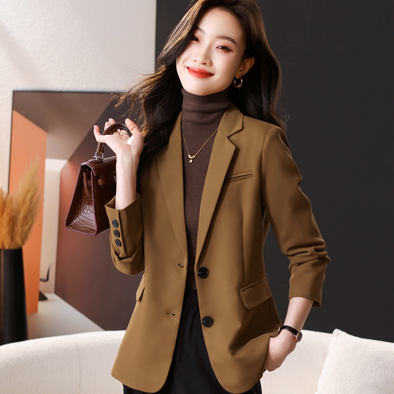 Brown Blazer for Women, New Spring and Autumn Style, Elegant and Petite, High-End Casual Street Style Blazer