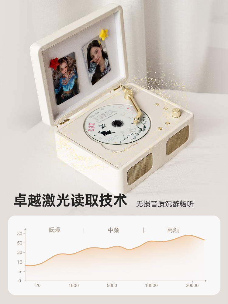 Ikf Cd2 Retro Classy Cd Player Record Player Portable Player Album Disc Bluetooth Audio Gift