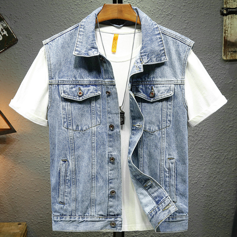 Dianba Spring/Summer New Denim Vest for Men, Trendy Brand, Stylish Retro Washed Slim Fit Biker Vest, Versatile Men's Vest Dianba Spring/Summer New Denim Vest for Men, Trendy Brand, Stylish Retro Washed Slim Fit Biker Vest, Versatile Men's Vest
