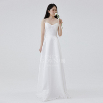 Mirage - Pearls new suspender French simple satin bow slit slits the lightweight little man A-skirt wedding dress