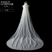 Fantasy New Bridal Flower Wedding Hijab European Retro Simple Long Mop White Champagne Lace Lace Veil