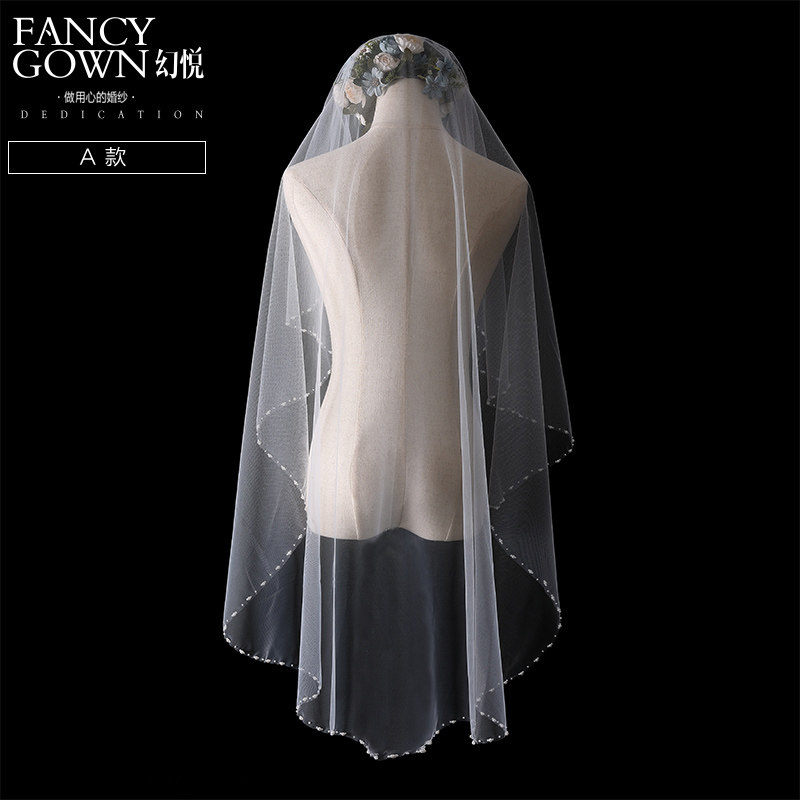 Phantom Delight New Short single Double multilayer minimalist Pearl Grid Bride supersensual wedding headwear white champagne