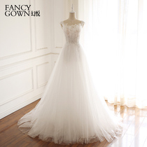 Phantom - New shoulder-a-skirt light gauze forest light ruffle neckline pleated crystal shiny little drag wedding dress