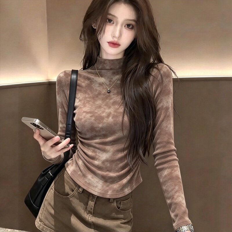 【Tie-Dye 280G】Derong Regular Shoulder Short Style American-Style Spicy Girl Tie-Dye Long-Sleeve Slim-Fit Base Shirt Top Women's T-Shirt 【Tie-Dye 280G】Derong Regular Shoulder Short Style American-Style Spicy Girl Tie-Dye Long-Sleeve Slim-Fit Base Shirt Top Women's T-Shirt