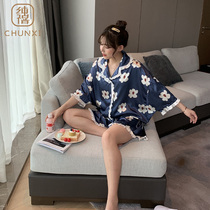 Pure jubilee pajamas women summer ice silk home clothes womens spring and autumn suit simulation silk 2020 new summer net red hit