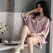 Pure Jubilee Pajamas Womens Summer Ice Silk Short Sleeves Ladies Thin Housewear Casual Plus Size Can Be Worn Out Two Pieces Set