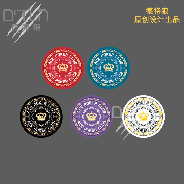 DTLN Detewolves Eurostyle patterned without face value tailstock Ceramic Chips Customized 12 gr 43mm chips