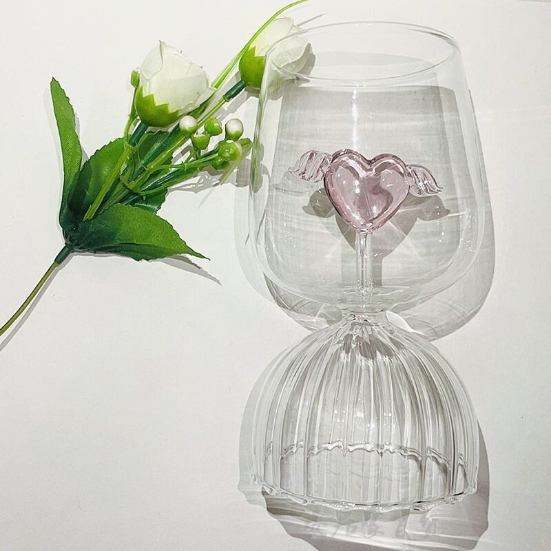 Wine Glass Heart-shaped Fairy Multifunction Mug Water Glass Girl Love Angel Glass Cups Gifts-Ssplicing Home