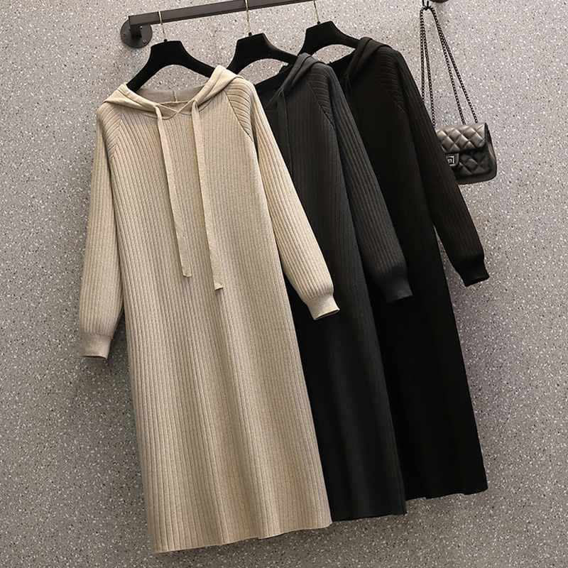 Middle Age Large Size Women's Clothing Casual Knit Cap Foreign Dress Lady Autumn Winter Lengthening straight cylinder Bottom Fat Mom Skirt