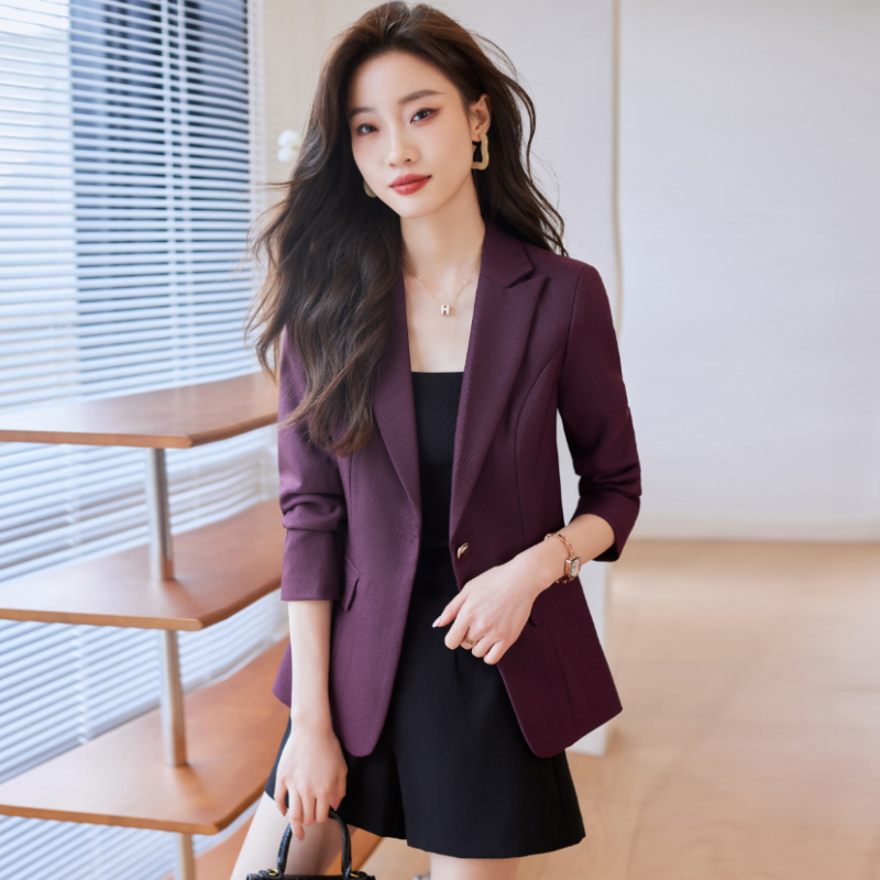 Dark Purple Blazer for Women 2026 New Spring and Autumn High-End Slim Fit Waist-Cinching Versatile Petite Women's Suit