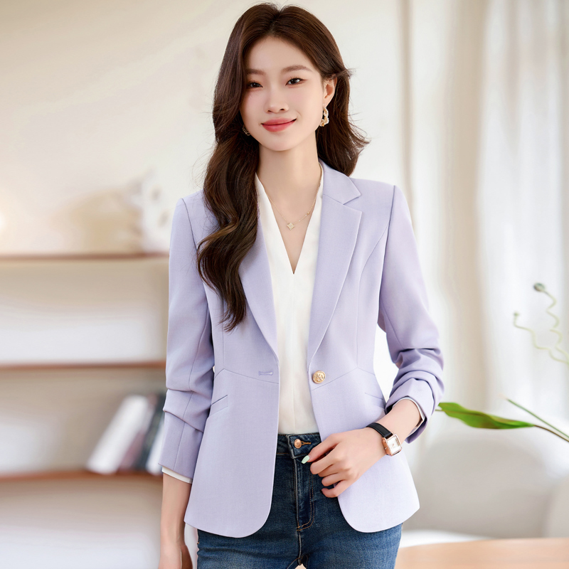 Light Purple Blazer for Women, Spring and Autumn 2026 New Style, Autumn and Winter Petite High-End Waist-Cinching Women's Suit Jacket
