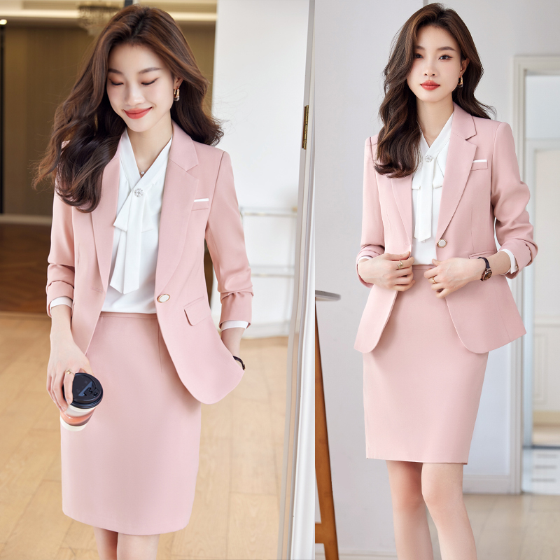 Pink Suit Set for Women, Autumn, Professional, High-End, Petite, Formal Attire, Host, Photogenic, Suit Skirt, Workwear Pink Suit Set for Women, Autumn, Professional, High-End, Petite, Formal Attire, Host, Photogenic, Suit Skirt, Workwear