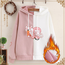 Jade Junior High School High School student clothes plus velvet Spring and Autumn Winter big boy cute coat New 2021 womens clothing