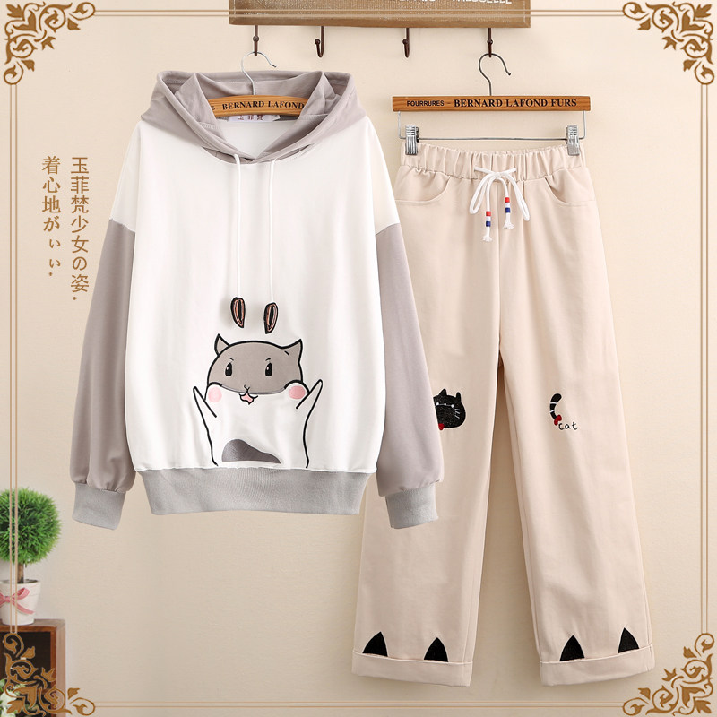 Promotion junior high school and high school students sports suit loose spring and autumn sweater big boy new two-piece casual girl
