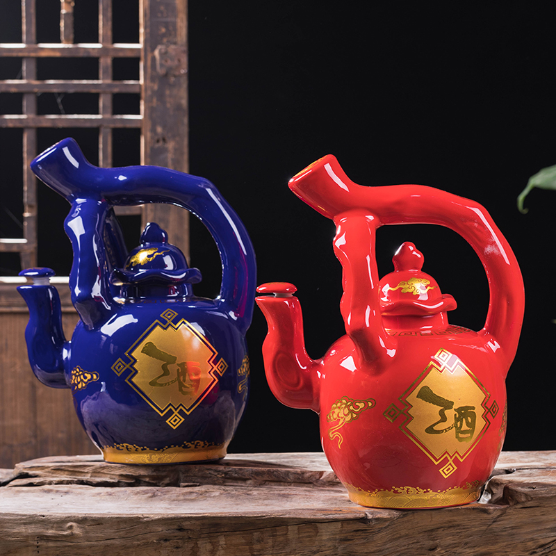 Creative hip 5 jins of 10 jins to jingdezhen ceramic jar with antique teapot seal wine bottle