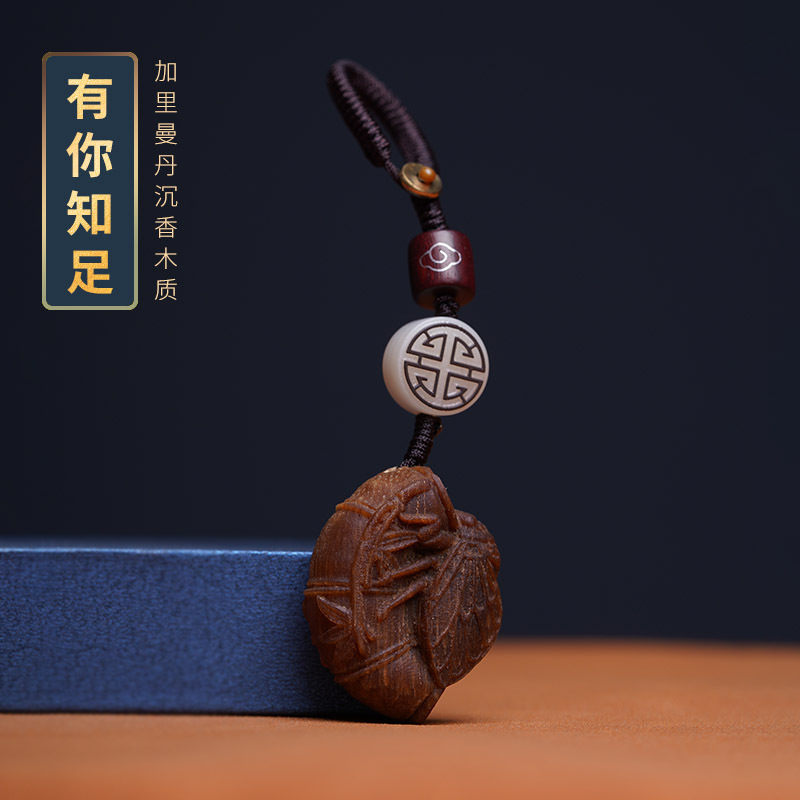 Agarwood Wooden Car Keychain Pendant Cicada the Amazing Gold List Title Gift Examination Lucky Pendant