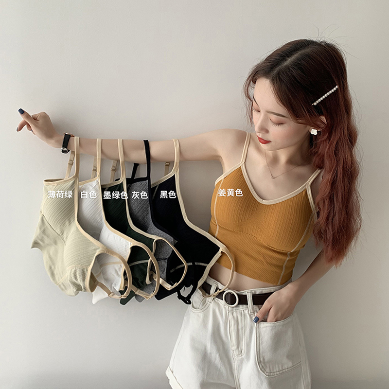 Autumn 2020 Korean version web celebrity beauty back small halter waistcoat female inner match wipes the chest top bare-shoulder sleeveless bottom coat tide