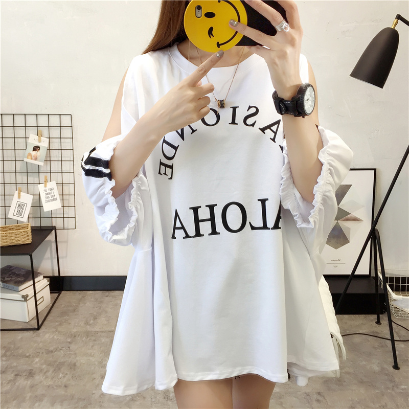 Phụ nữ mang thai mùa hè 2018 new bat áo strapless ngắn tay t-shirt lỏng Hàn Quốc phiên bản của hoang dã phụ nữ mang thai trong áo dài