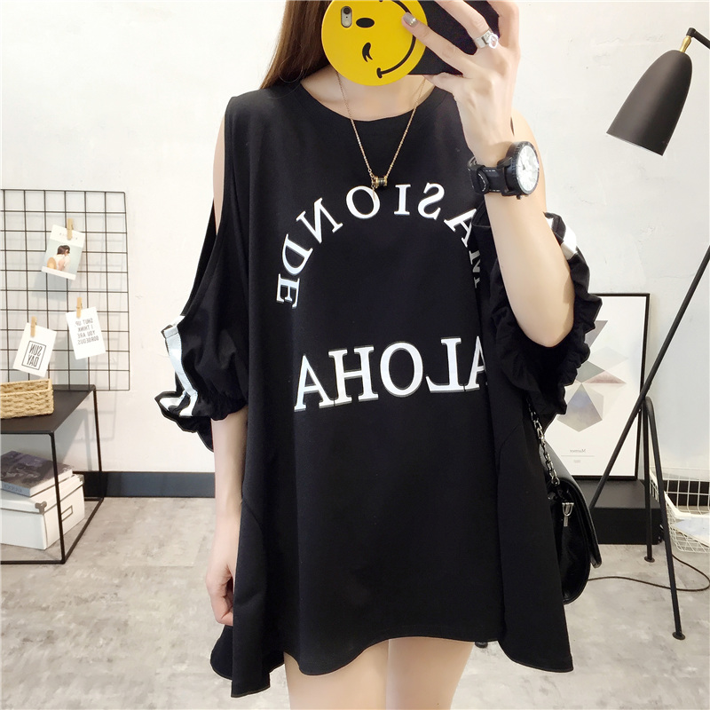 Phụ nữ mang thai mùa hè 2018 new bat áo strapless ngắn tay t-shirt lỏng Hàn Quốc phiên bản của hoang dã phụ nữ mang thai trong áo dài