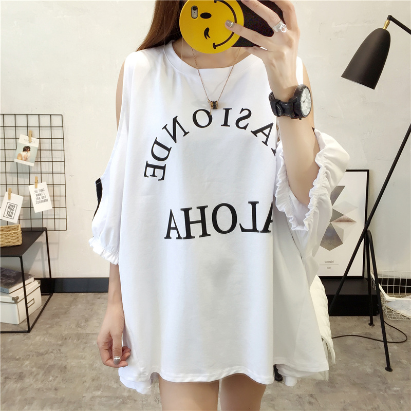 Phụ nữ mang thai mùa hè 2018 new bat áo strapless ngắn tay t-shirt lỏng Hàn Quốc phiên bản của hoang dã phụ nữ mang thai trong áo dài