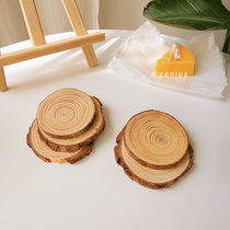 ins Wind retro pendulum props Japanese log solid wood anti-hot insulation tea cup coaster candle mat