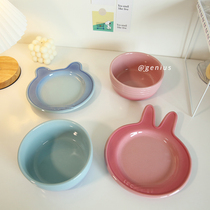 Unlimited microwave oven rabbit bear pet ceramic plate children cute salad flat bowl large tableware sold out