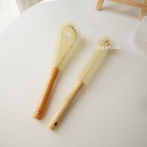 Tea stains without dead corners ~ household plastic PP wooden handle cup thermos cup cleaning brush long handle L-type Cup brush