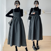 Radiation-proof maternity wear silver fiber invisible bellyband fashionable mid-length suspender dress during winter pregnancy