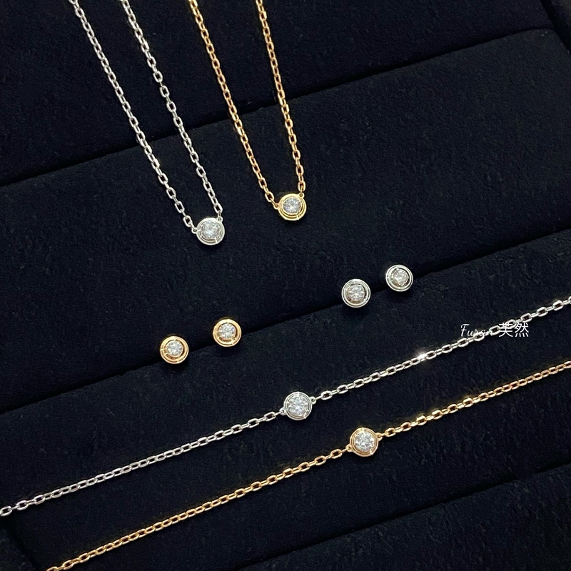 Exquisite Sterling Silver 18K Small Disc Necklace with Micro Diamonds, Single Diamond, Small Bubble, Single Diamond Clavicle Chain, Bubble