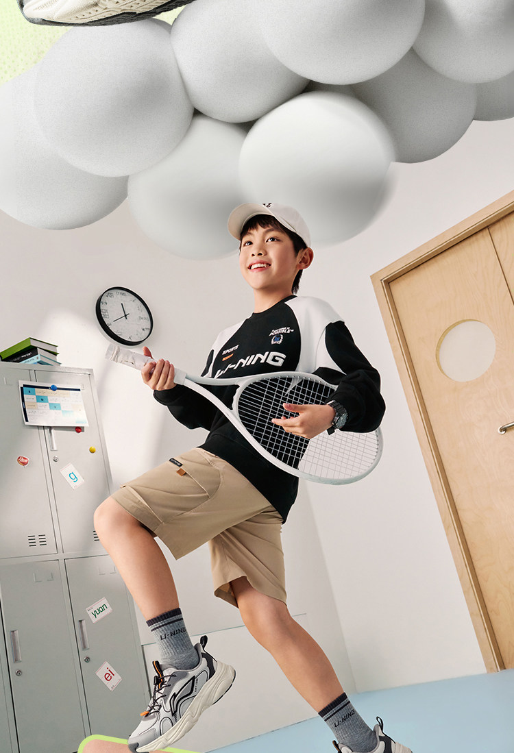 李宁儿童运动鞋男童2026秋季新款青少年学生透气网面方舟复古跑鞋 — 33