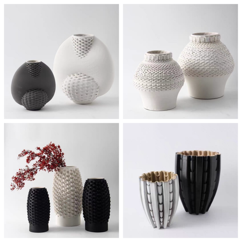 Modern Minimalist Art High-Temperature 3D Printed Ceramic Flower Vase Ornament for Home Model Rooms, Hotel Living Rooms, and Dining Table Decoration Modern Minimalist Art High-Temperature 3D Printed Ceramic Flower Vase Ornament for Home Model Rooms, Hotel Living Rooms, and Dining Table Decoration